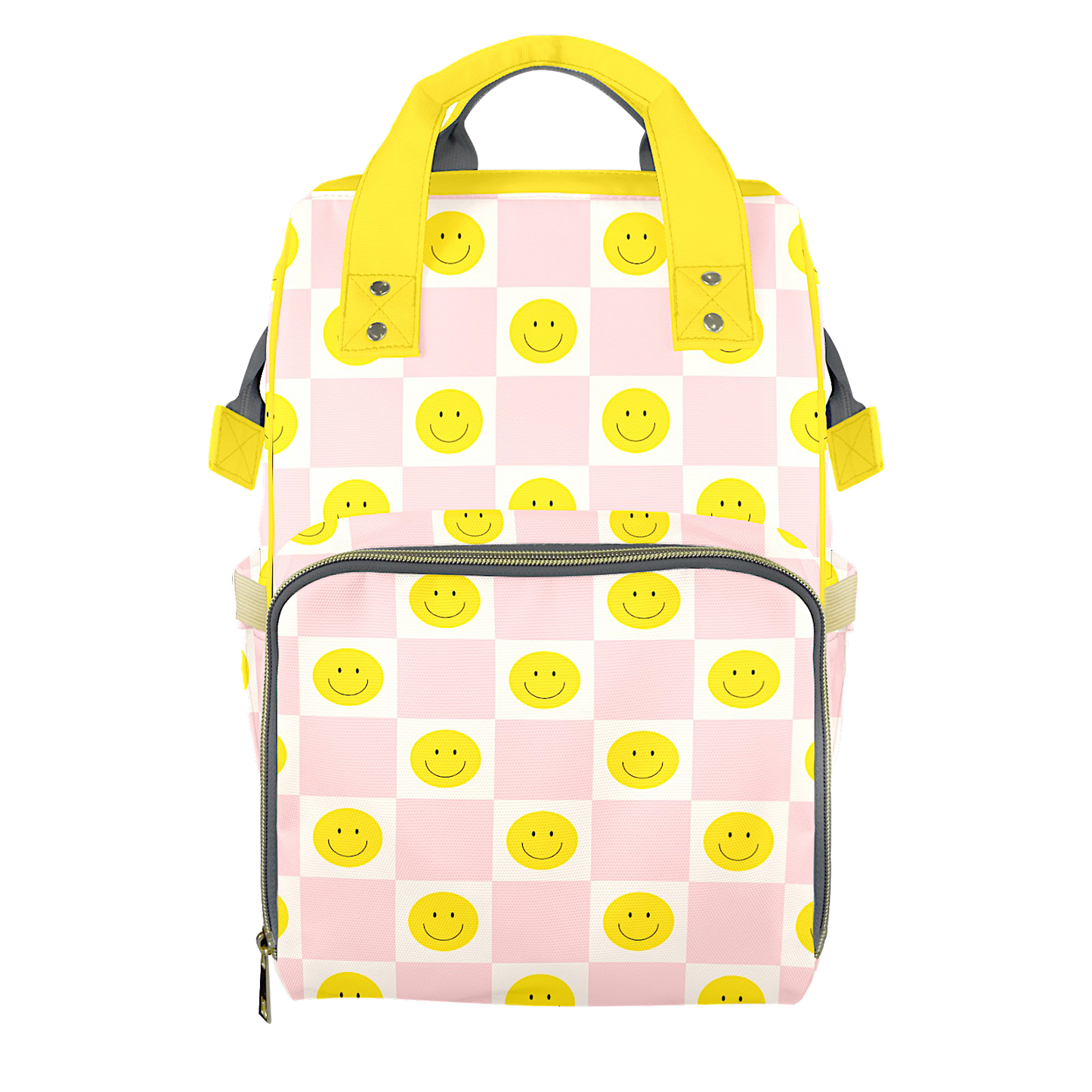 Pink Smiley Customizable Diaper Bag