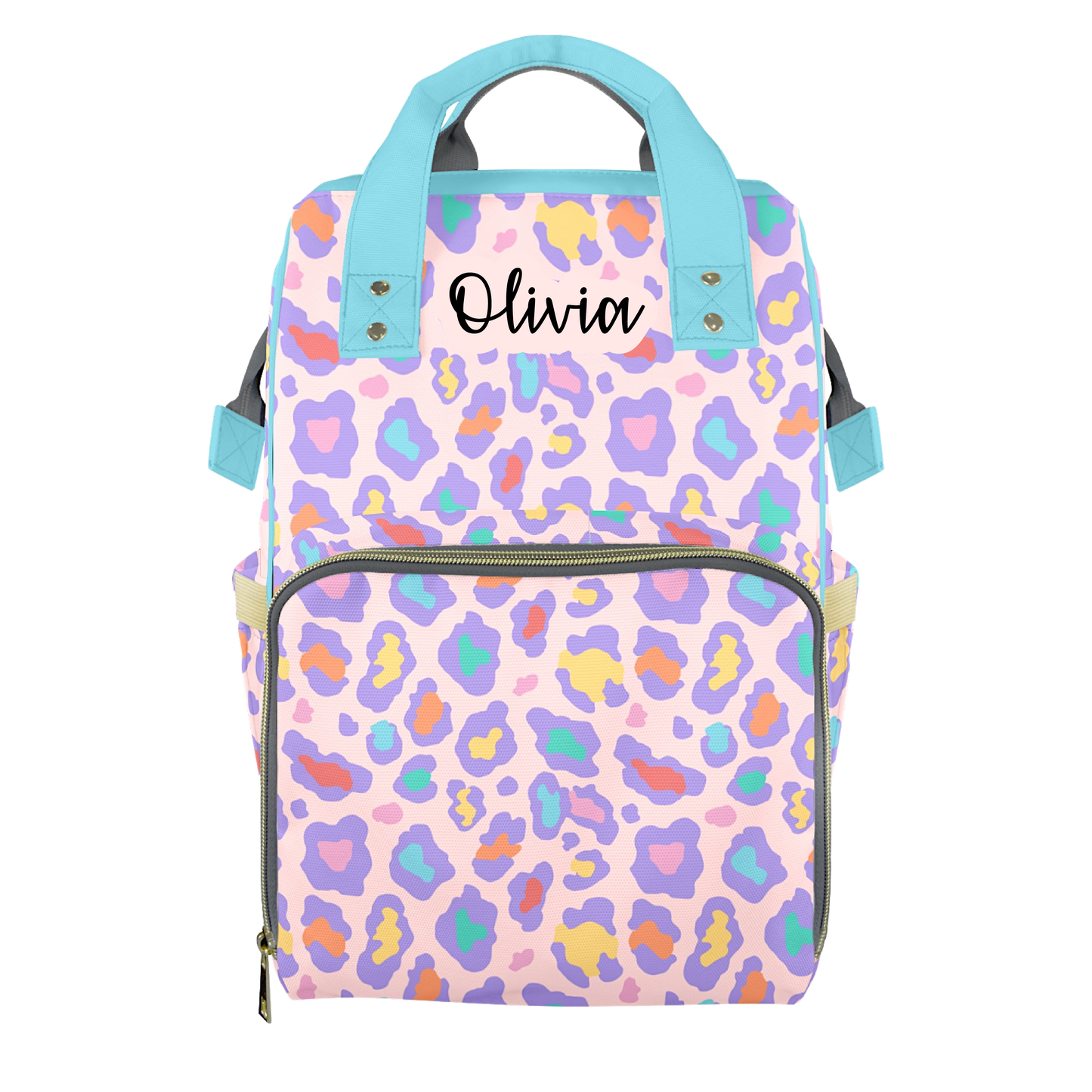 Rainbow Cheetah Customizable Diaper Bag