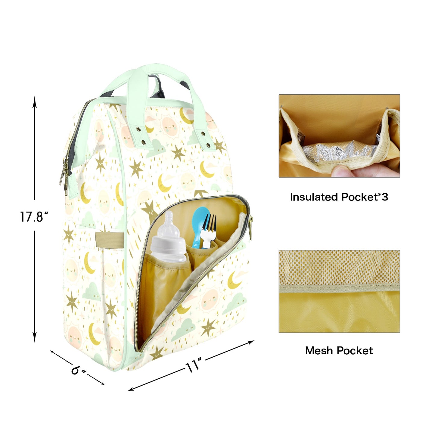 Sun And Moon Customizable Diaper Bag