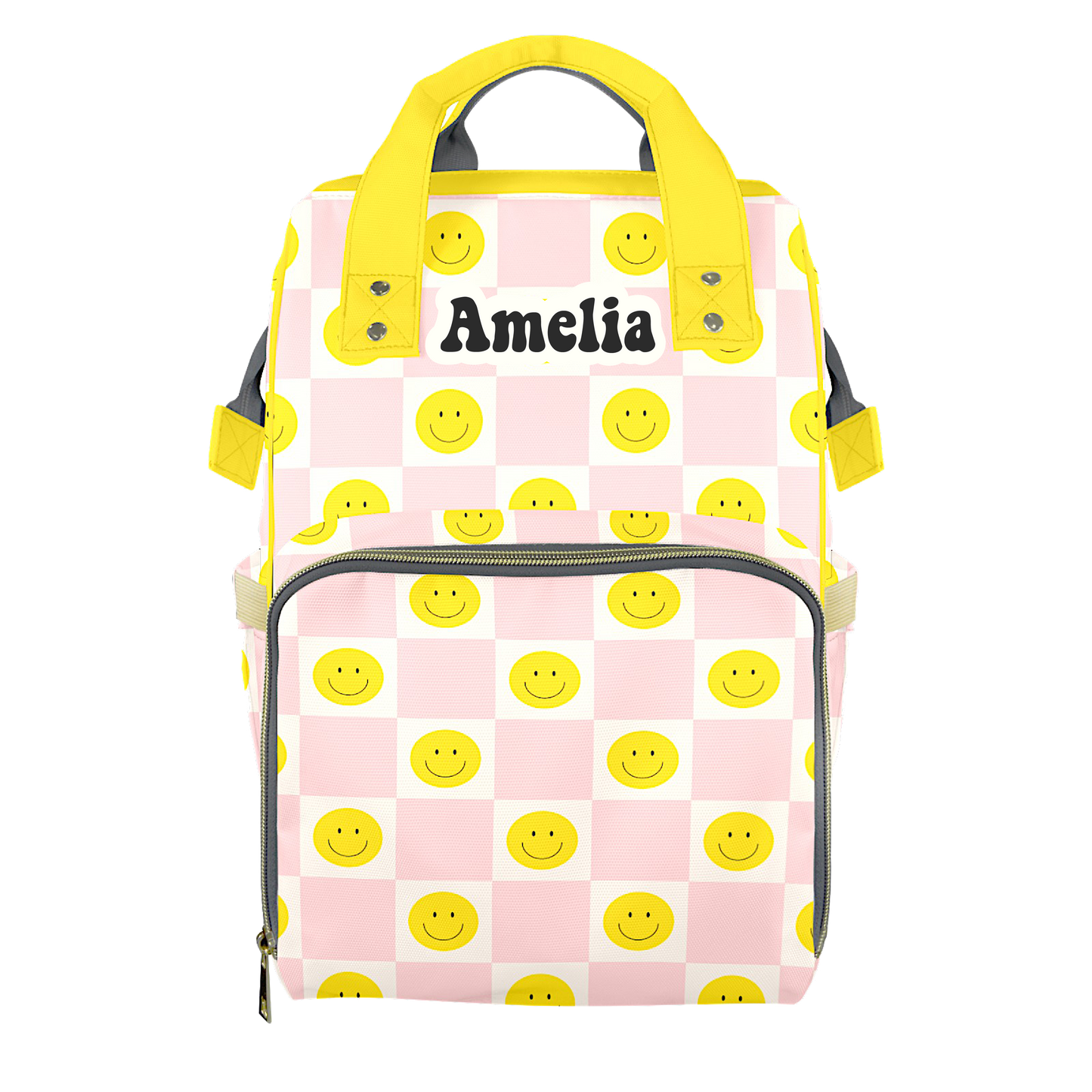 Pink Smiley Customizable Diaper Bag